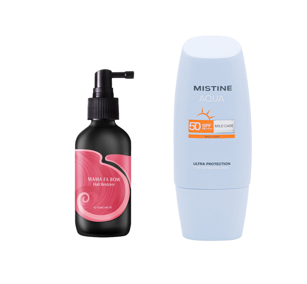 【Free Gift】Mama Fa Bow Hair Restorer (Instant Shampoo) 115ml x 1 + Mistine Aqua Base Ultra Protection Mild Care Facial Sunscreen Cream SPF50 PA++++ 40ml  x 1